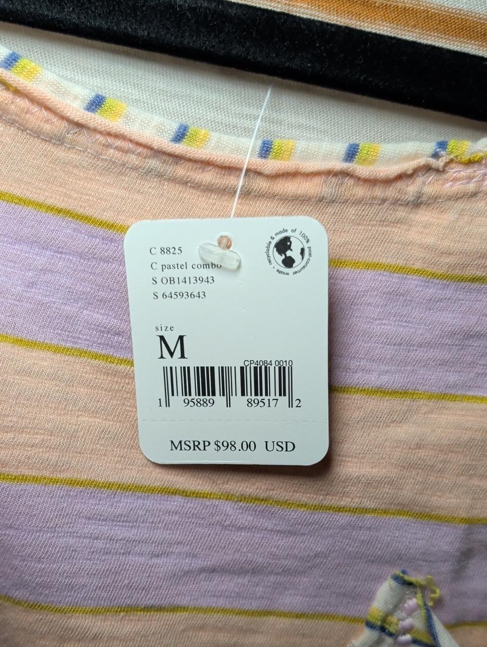 We The Free Stripey Prep T-Shirt Combo Pastel Boho 100% Cotton NEW Womens Size M - Picture 3 of 5